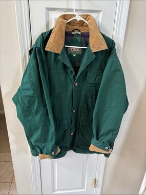 Outfitters Men's Green Field Jacket with Tan Corduroy Collar